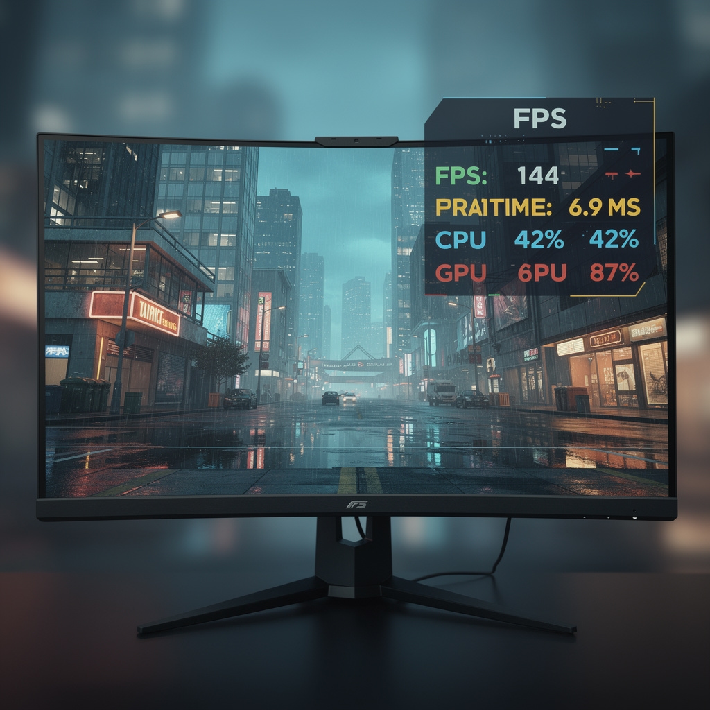 게임 화면에 표시된 FPS 카운터 오버레이